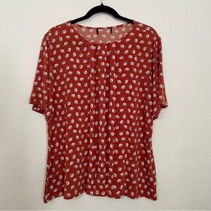 Woman’s Floral printed Tara-cotta Women's Top XL feminine stretchy casual